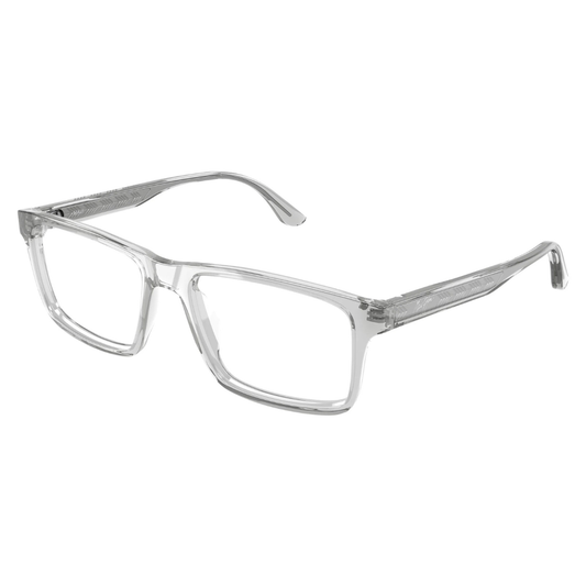 transparent grey eyeglasses on white background 