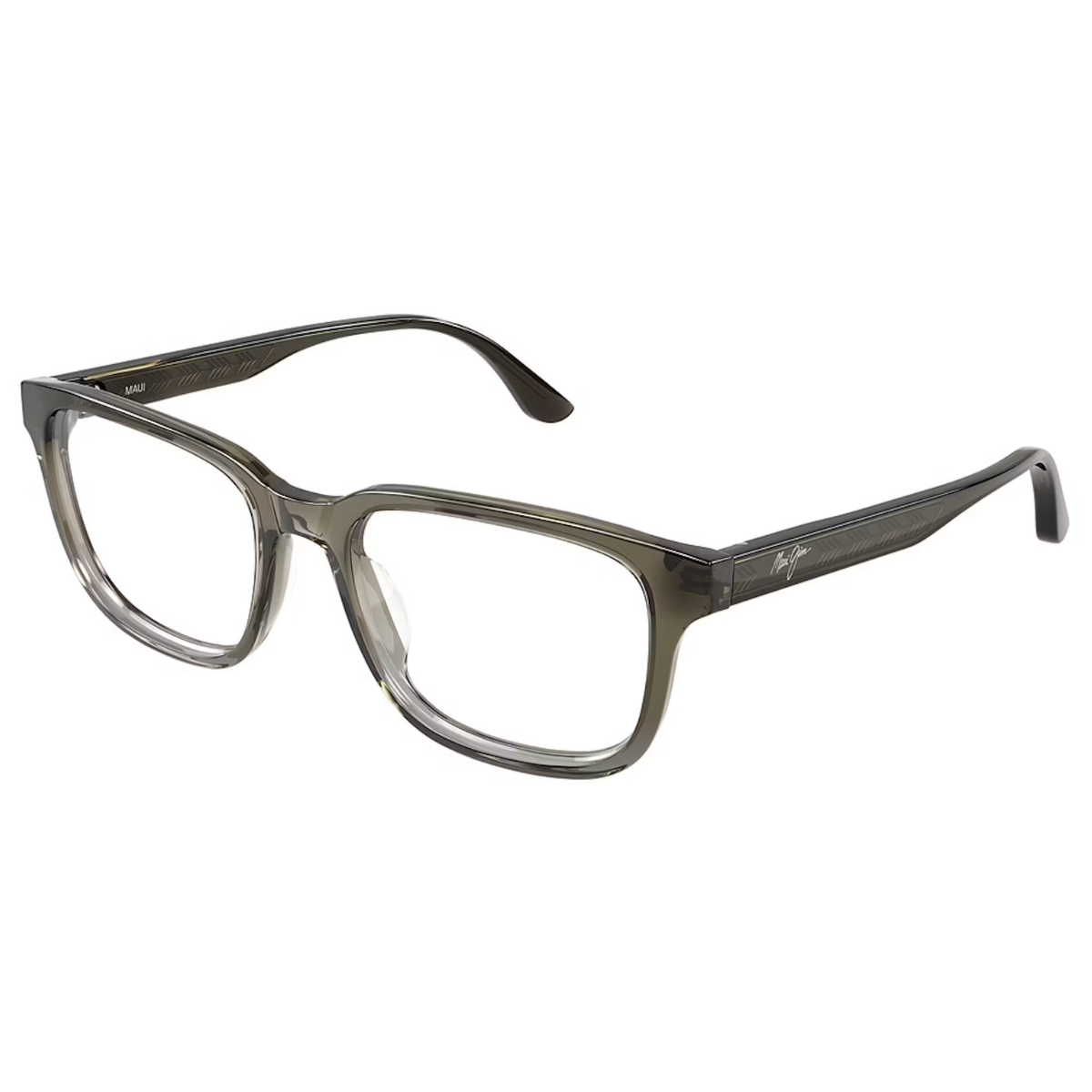 Green eyeglasses on a white background